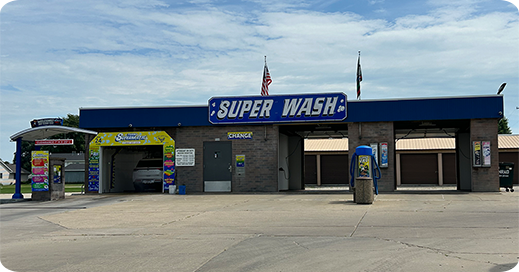 The Geneseo Super Wash car wash building
